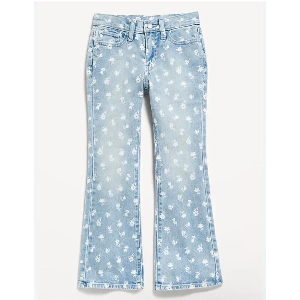 Old navy floral print flare jeans 8